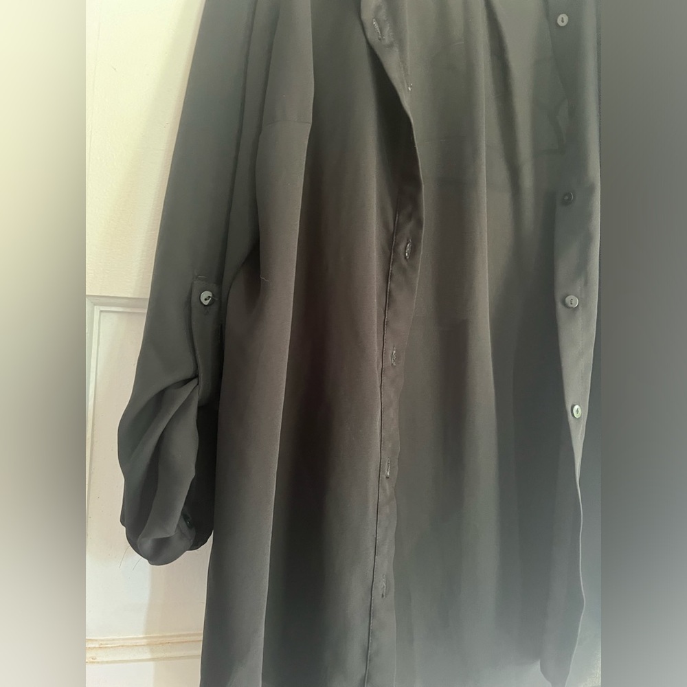 🖤 black sheer button-up top by Adrianna Papell